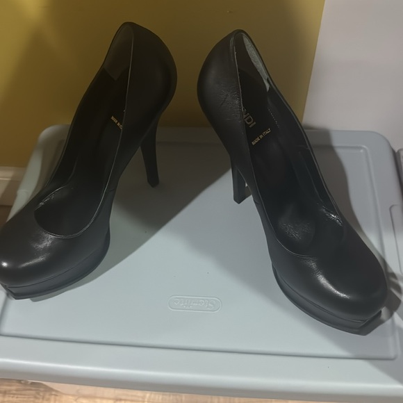 Black Fendi Designer Platform Heel - Picture 2 of 4